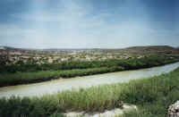 Rio Grande river across from Boqullias Village, Mexico.